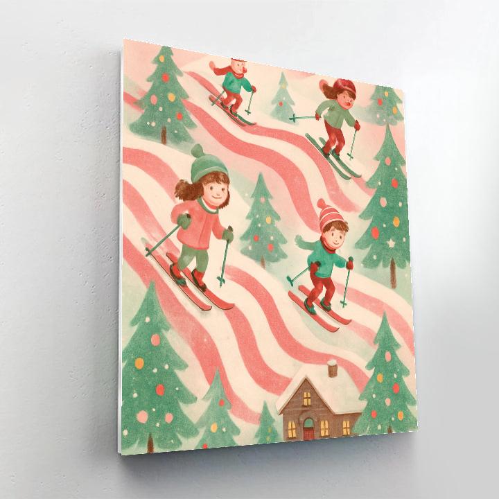 Candy Cane Ski Slopes painting number kit