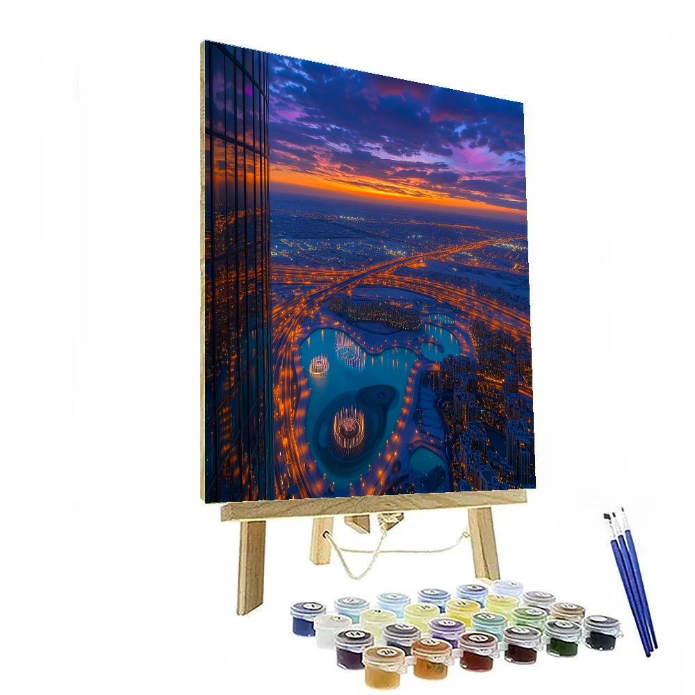 Burj Khalifa Observation Deck View In Dubai United Arab Emirates Number painting