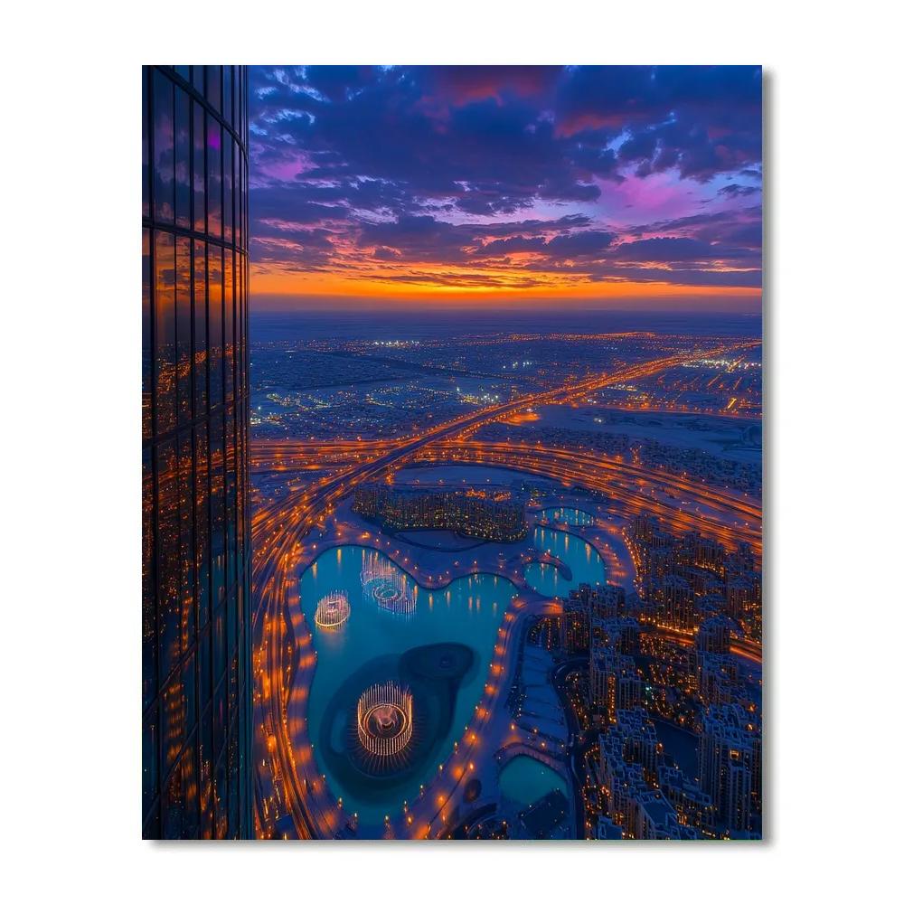 Burj Khalifa Observation Deck View In Dubai United Arab Emirates Number painting