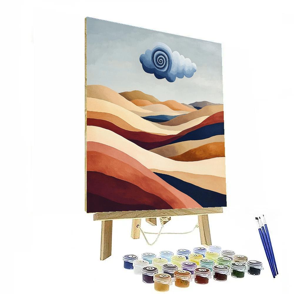 Georgia O’Keeffe Inspired Sunlit Canyon Strata And Floating Cloud Spiral Paint by numbers art