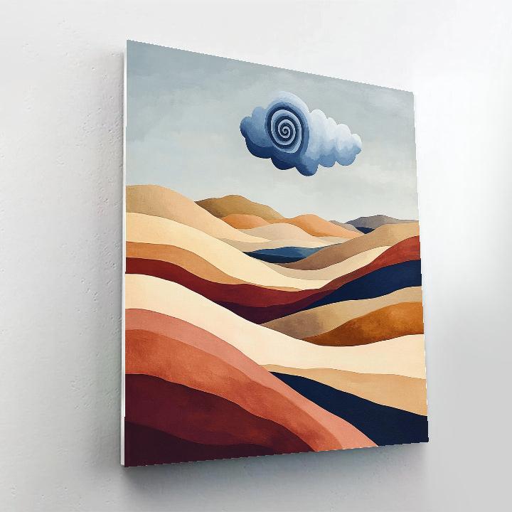 Georgia O’Keeffe Inspired Sunlit Canyon Strata And Floating Cloud Spiral Paint by numbers art