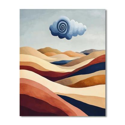 Georgia O’Keeffe Inspired Sunlit Canyon Strata And Floating Cloud Spiral Paint by numbers art