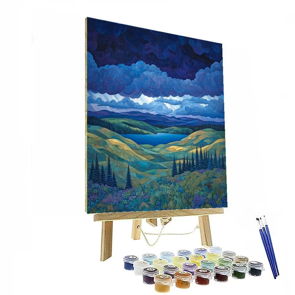 J. E. H. MacDonald Inspired Boreal Ridge Under Tiered Storm Clouds DIY paint by numbers