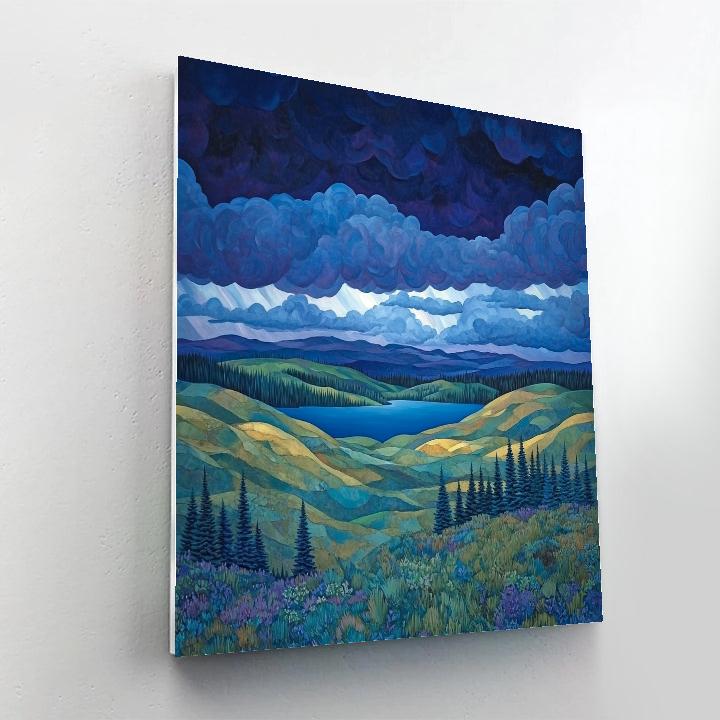 J. E. H. MacDonald Inspired Boreal Ridge Under Tiered Storm Clouds DIY paint by numbers