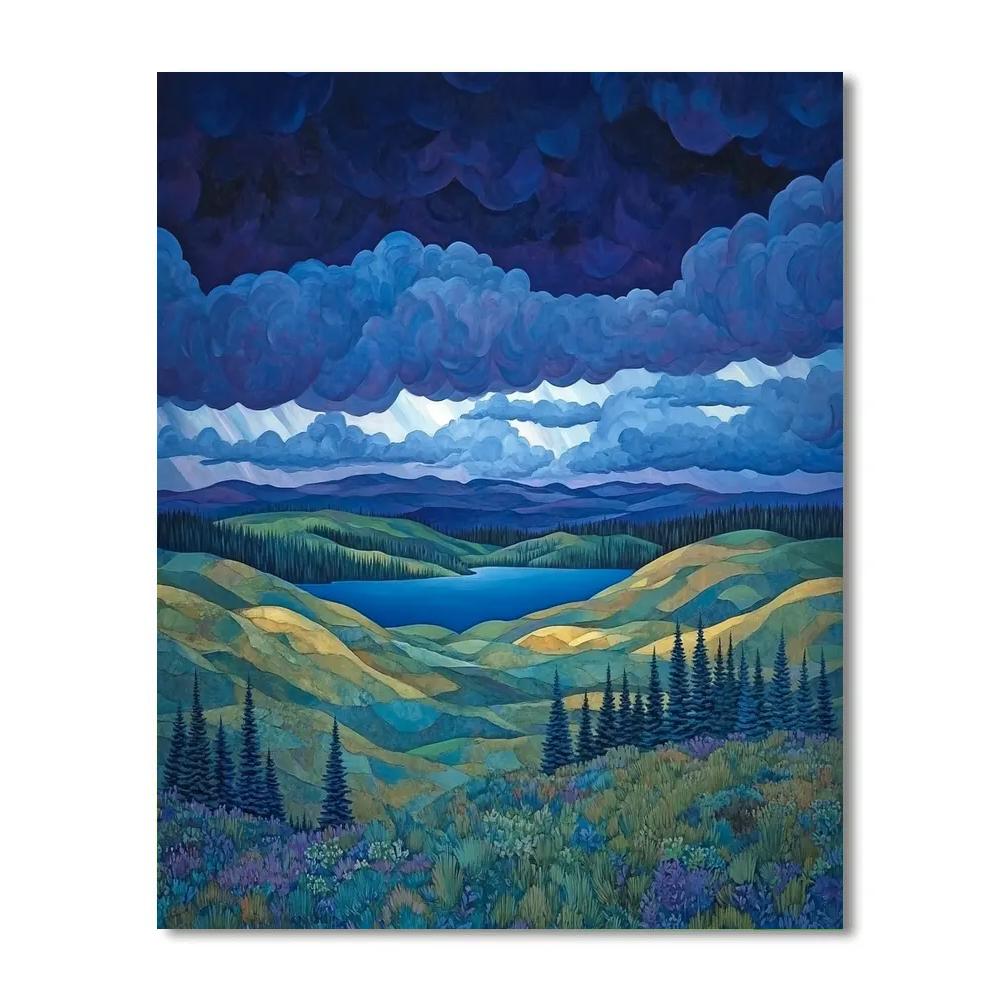 J. E. H. MacDonald Inspired Boreal Ridge Under Tiered Storm Clouds DIY paint by numbers