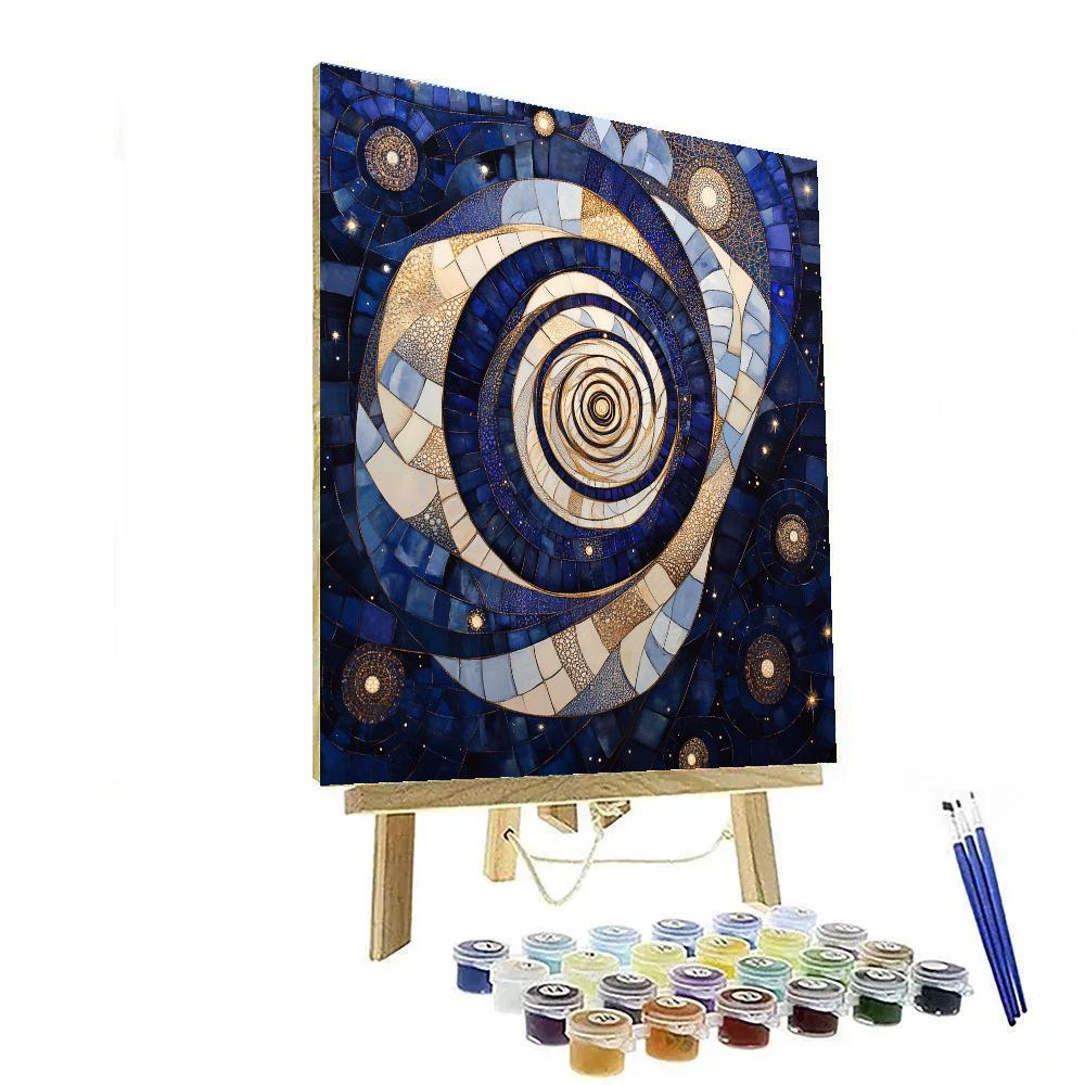 Gustav Klimt Inspired Lapis Night Sky Spiral Vault paint by color