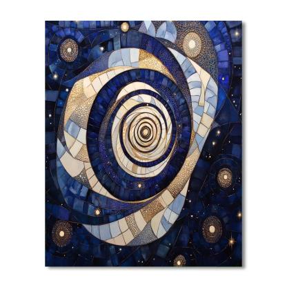 Gustav Klimt Inspired Lapis Night Sky Spiral Vault paint by color