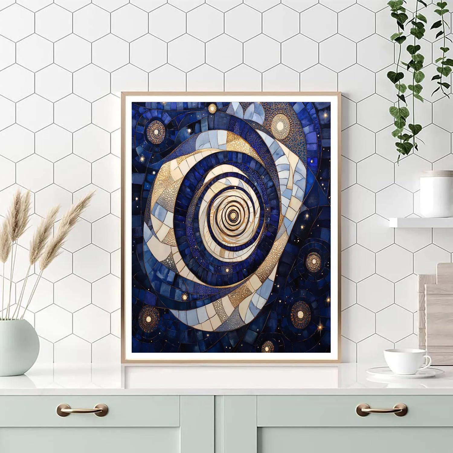 Gustav Klimt Inspired Lapis Night Sky Spiral Vault paint by color