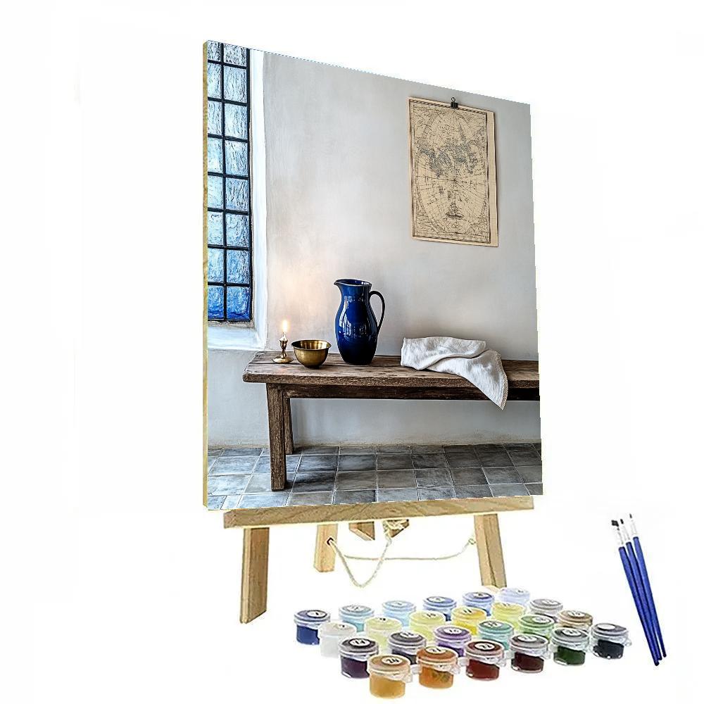 Johannes Vermeer Inspired Starlit Delft Window And Pearl Dust Light DIY paint by numbers