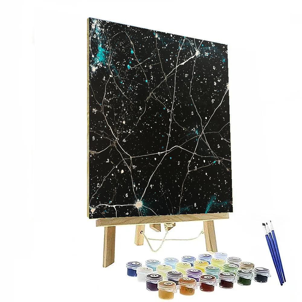 Jackson Pollock Inspired Aurora Static In Black Silver And Viridian paint by number