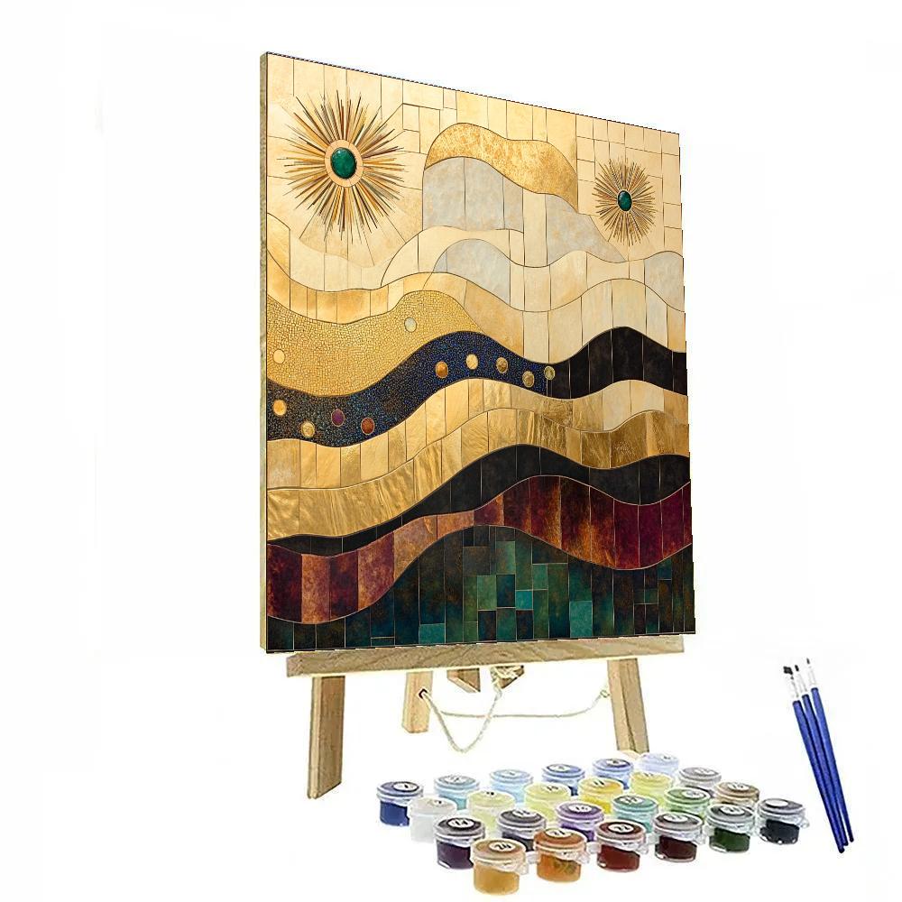 Gustav Klimt Inspired Mountain Ridge Of Golden Tesserae painting number kit