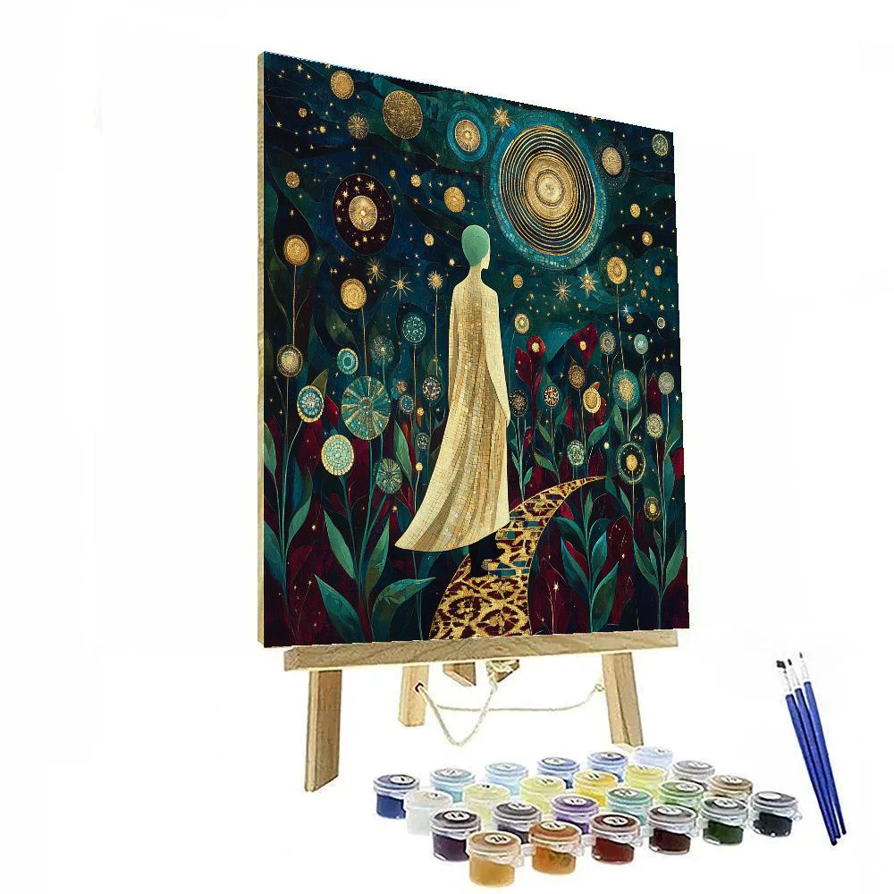Gustav Klimt Inspired Golden Star Garden Paint by numbers art