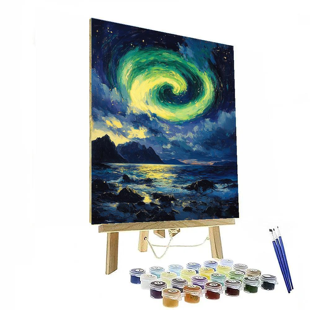 Edvard Munch Inspired Aurora Rift Over A Silent Fjord DIY paint by numbers