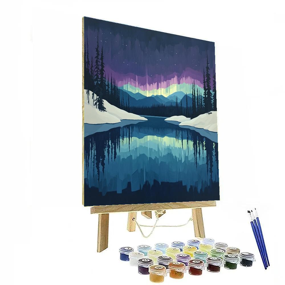 Lawren Harris Inspired Aurora Arc Over Silent Shield Lake paint by number