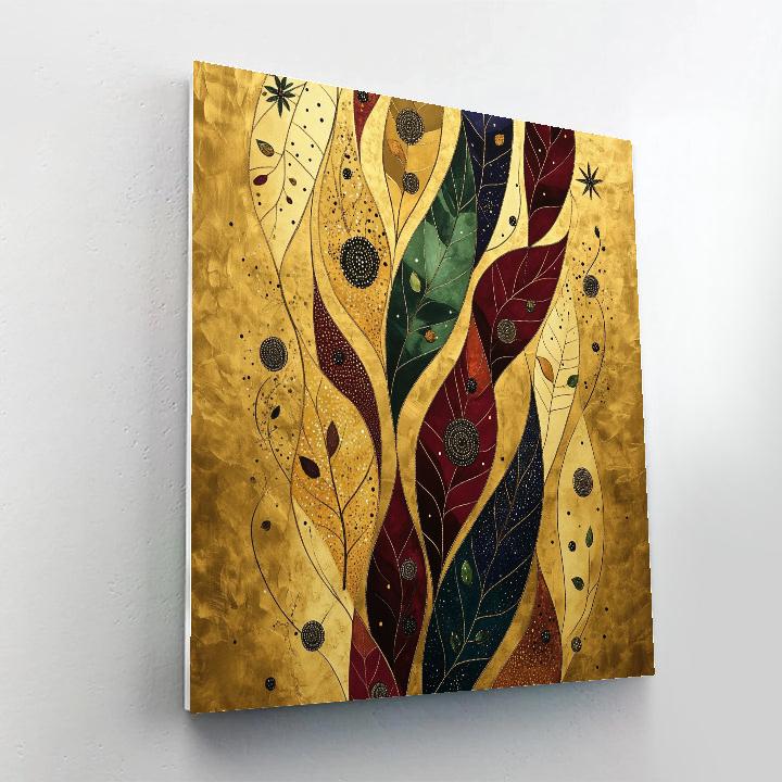 Gustav Klimt Inspired Autumn Leaves Aureate Cascade Number painting