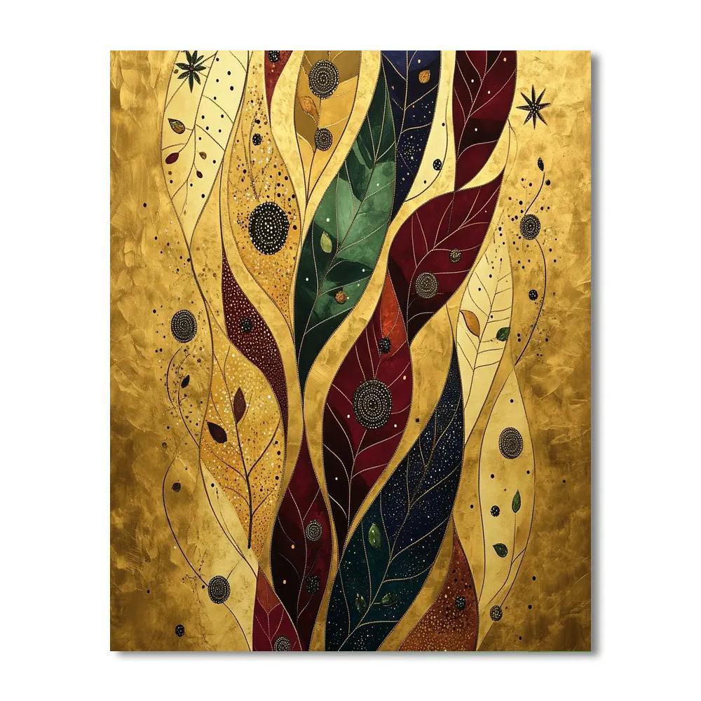 Gustav Klimt Inspired Autumn Leaves Aureate Cascade Number painting