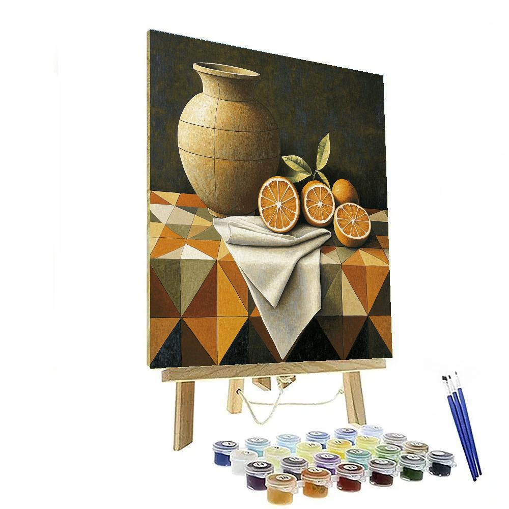 Pablo Picasso Inspired Fractured Still Life With Amphora And Citrus Constellation painting number kit