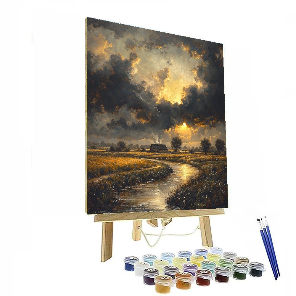 Rembrandt Inspired Eclipse Like Sunbreak Through Storm Front paint by numbers