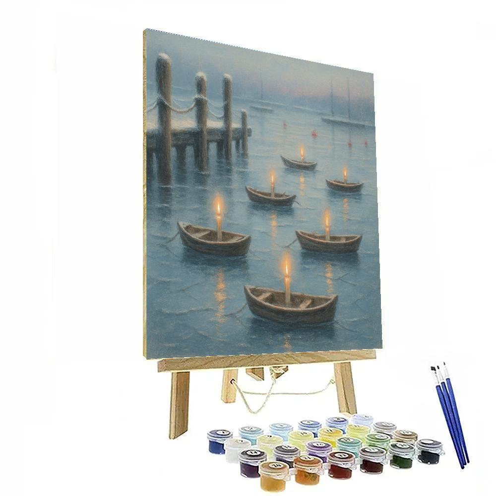 Frozen Harbor Candle Boats Paint by numbers kits