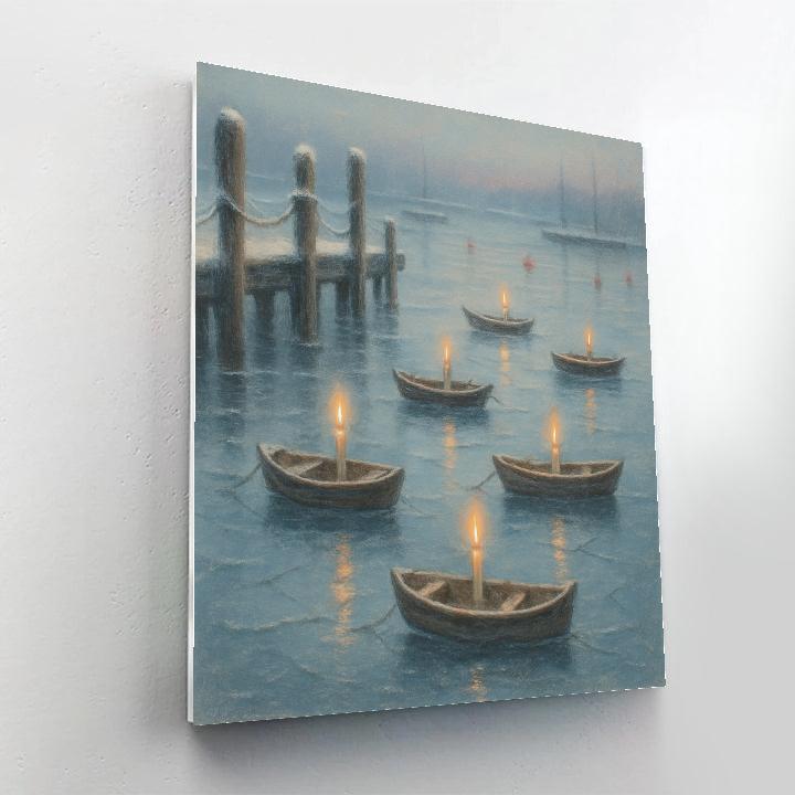 Frozen Harbor Candle Boats Paint by numbers kits