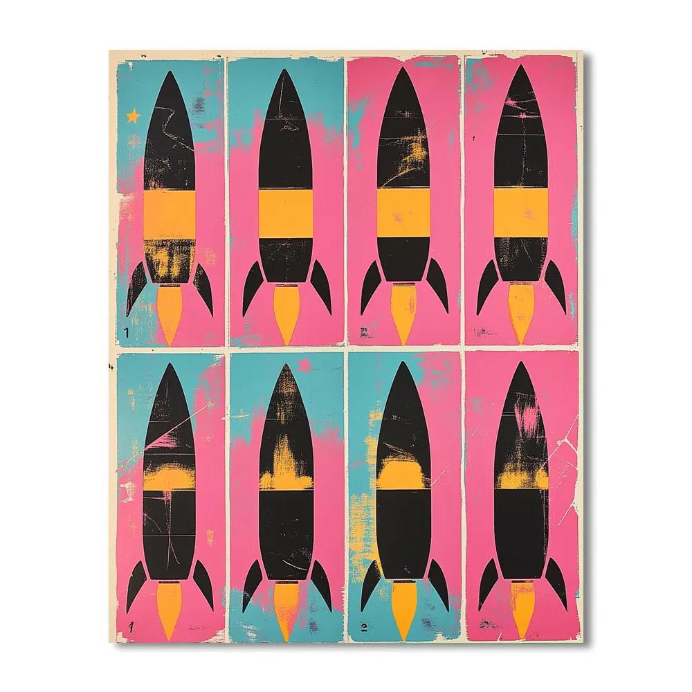 Warhol Inspired Pop Rocket Repeats paint by number