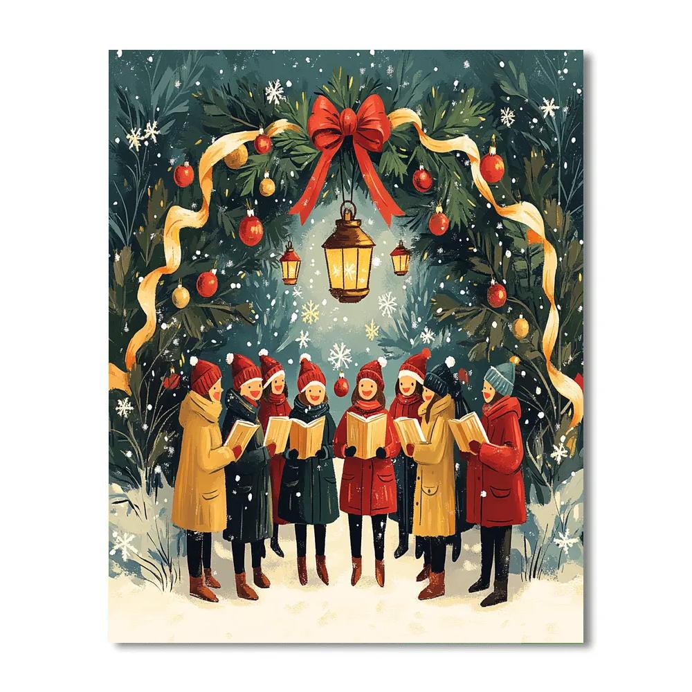 Holly Crown Carol Circle Numbered painting kits