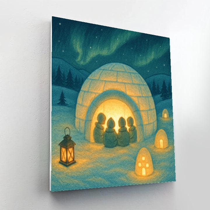 Glowing Igloo Story Circle DIY paint by numbers