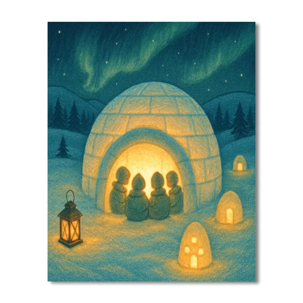 Glowing Igloo Story Circle DIY paint by numbers