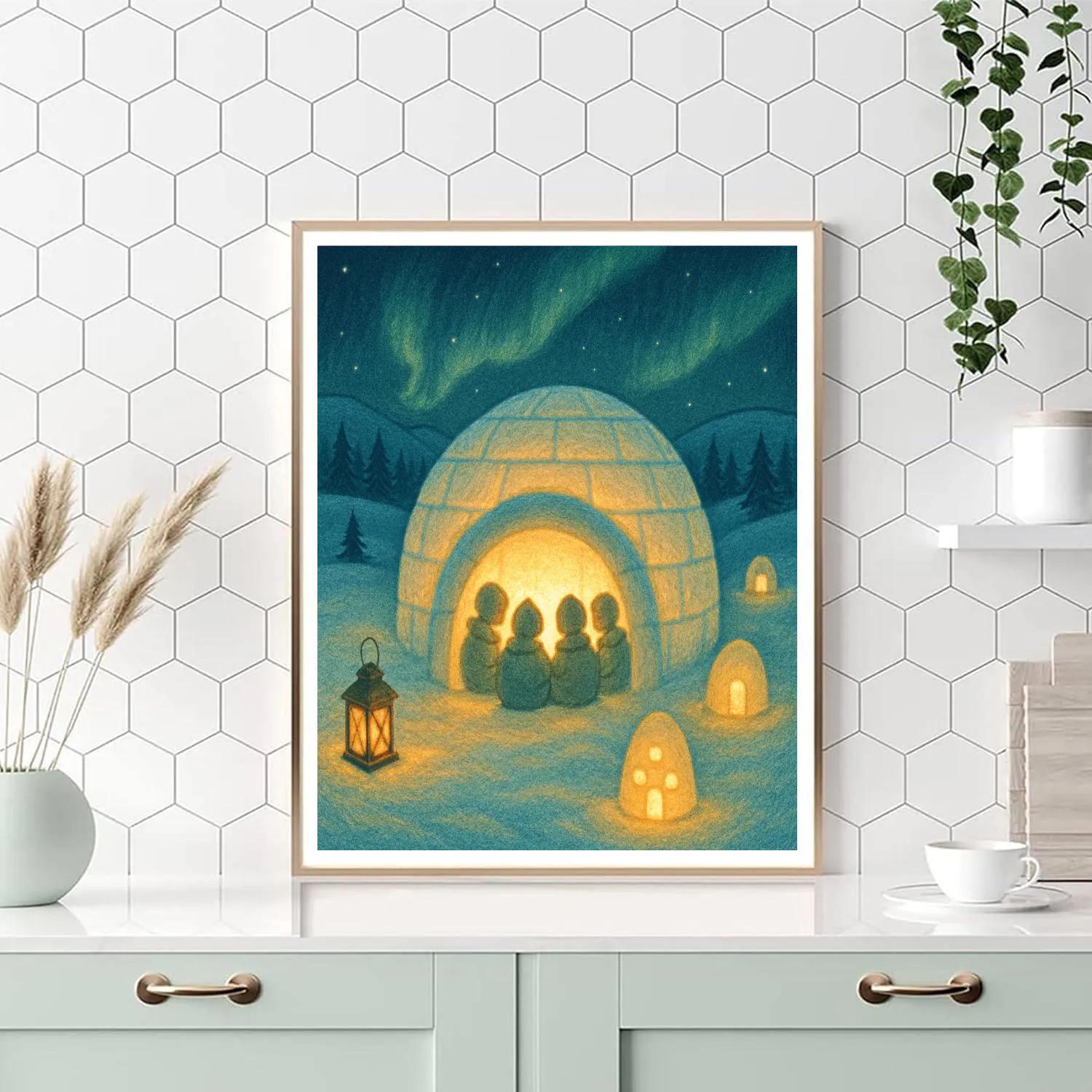 Glowing Igloo Story Circle DIY paint by numbers