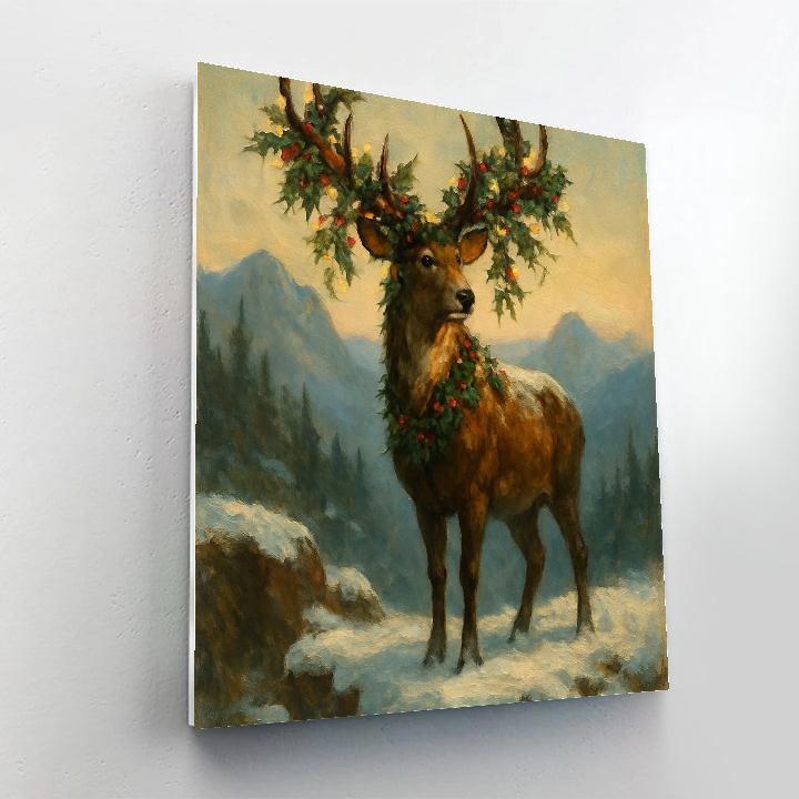 Holly Crowned Mountain Stag paint by number