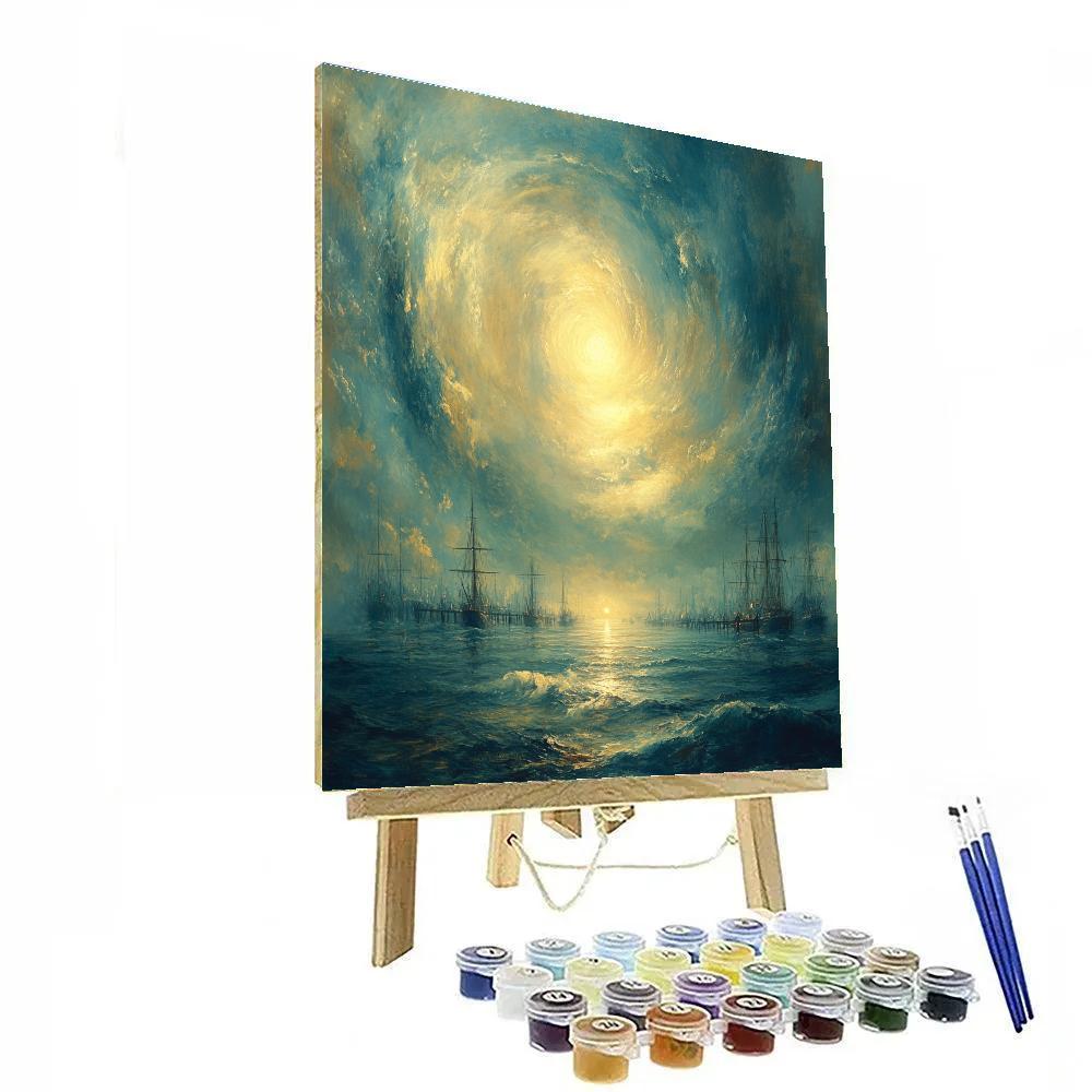 Turner Inspired Storm Over Space Harbor paint by number