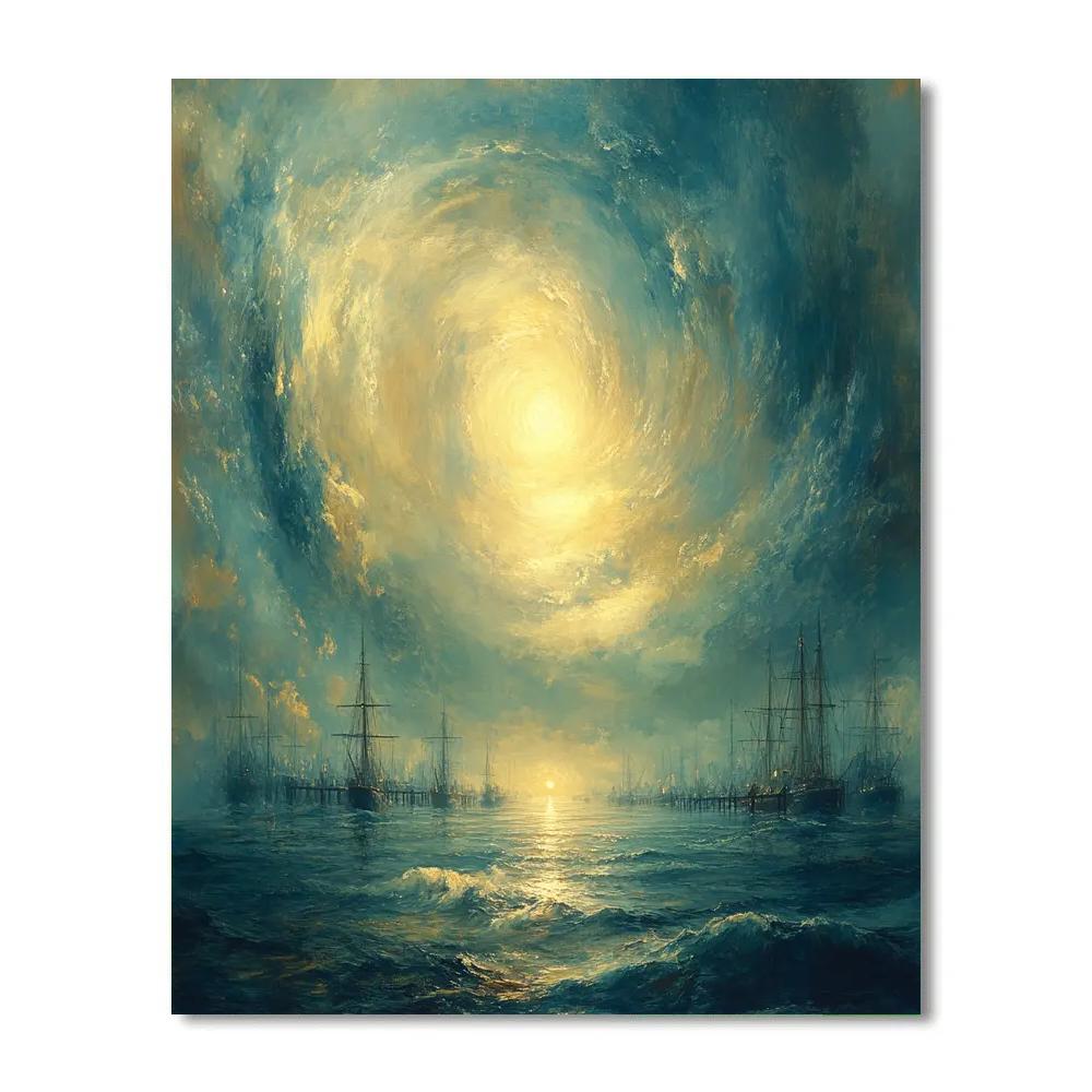 Turner Inspired Storm Over Space Harbor paint by number