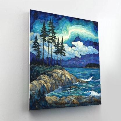 Arthur Lismer Inspired Aurora Gale Over Georgian Bay Pines Paint by numbers art