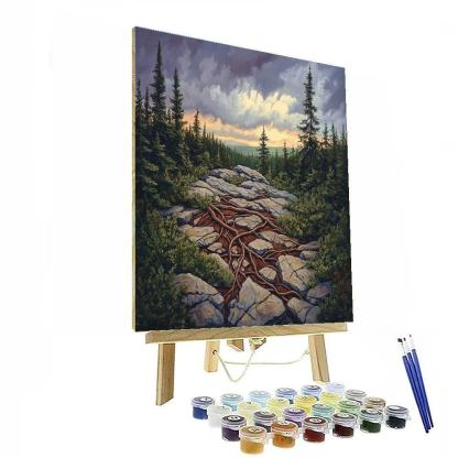 Arthur Lismer Inspired Sgraffito Roots And Rock Ridges Under Storm Light Paint by numbers kits