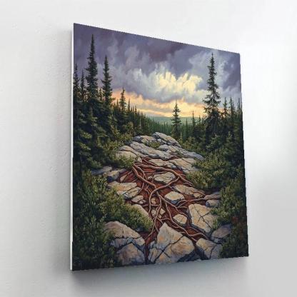 Arthur Lismer Inspired Sgraffito Roots And Rock Ridges Under Storm Light Paint by numbers kits