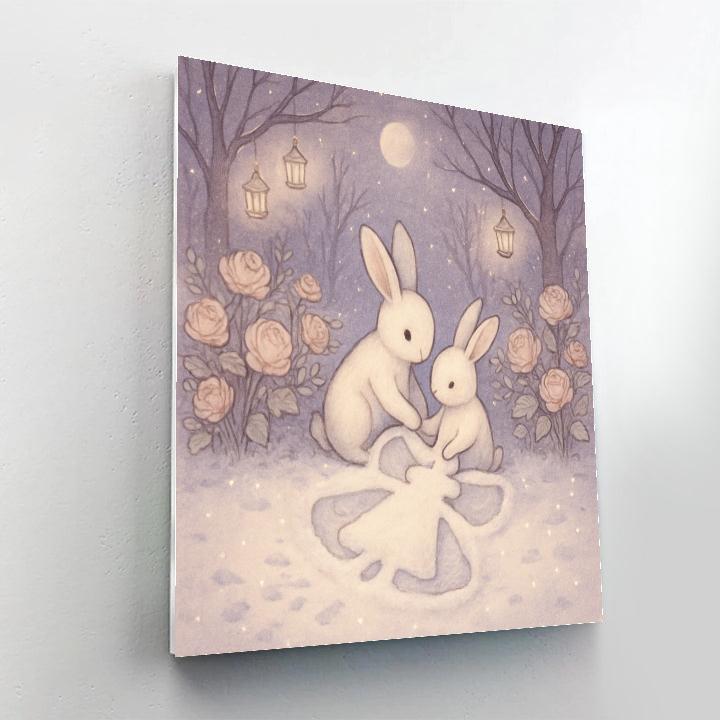 Frost Garden Angel Rabbits paint by number