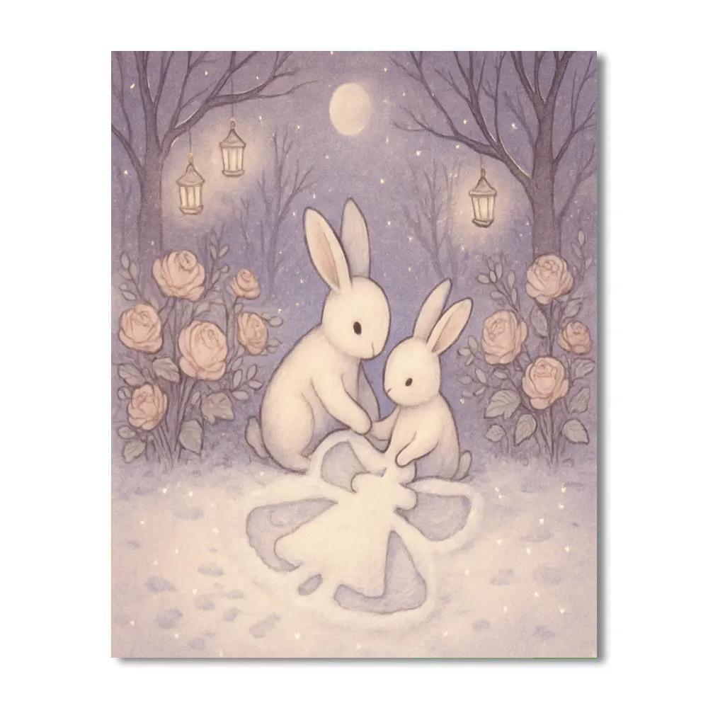 Frost Garden Angel Rabbits paint by number