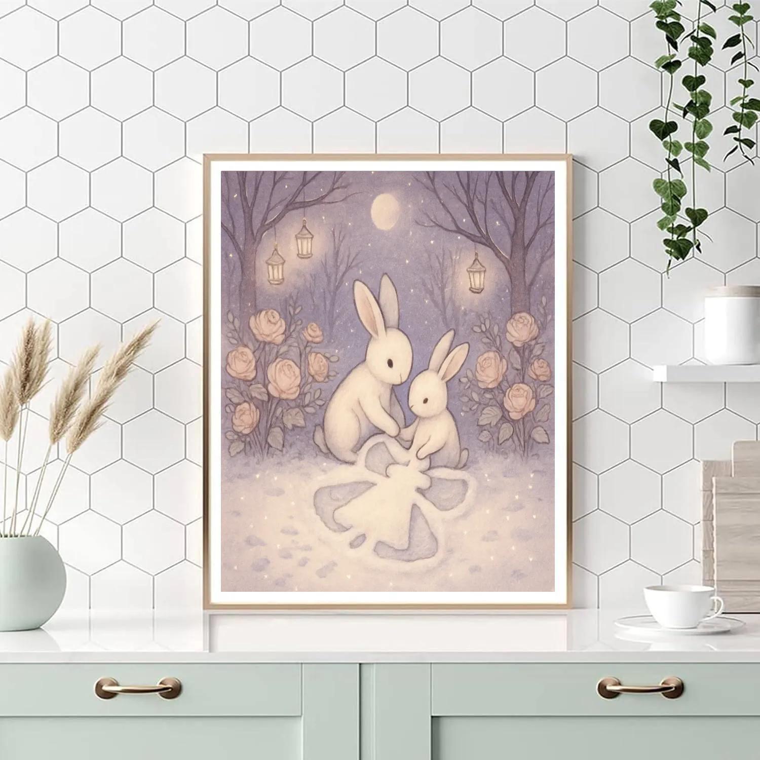 Frost Garden Angel Rabbits paint by number