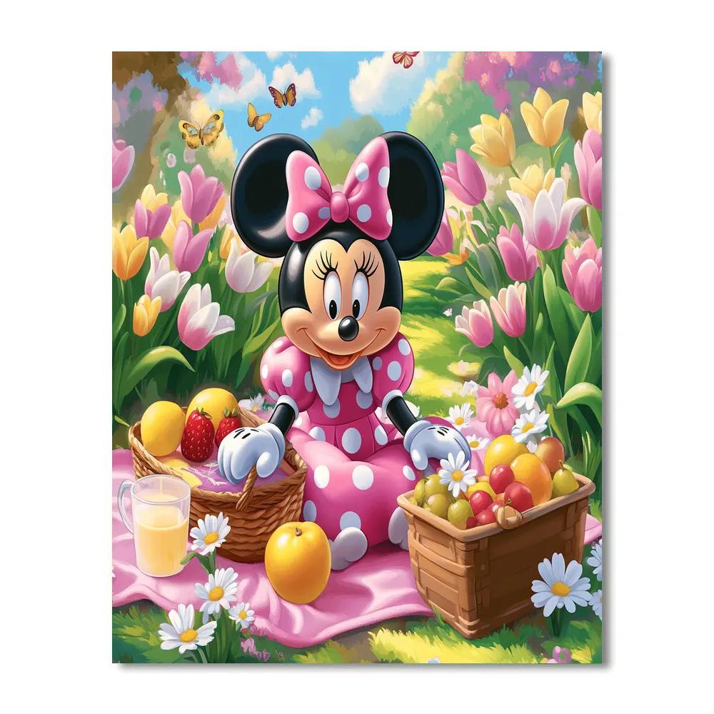 Minnie Mouse Spring Garden Picnic Disney Inspired Number painting