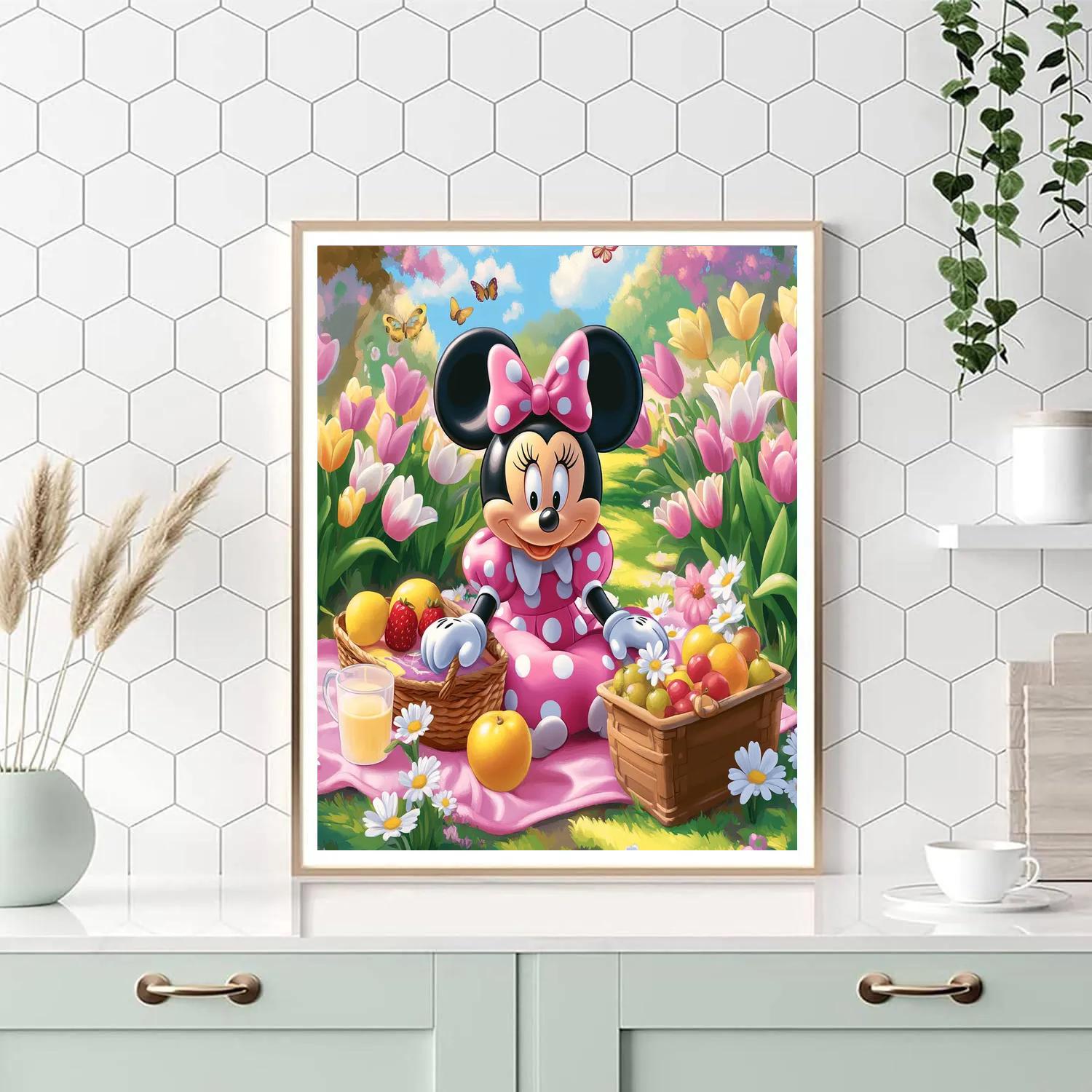 Minnie Mouse Spring Garden Picnic Disney Inspired Number painting