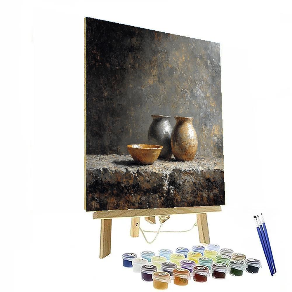 Diego Velázquez Inspired Silvery Bodegon Of Earthenware And Quiet Starlight Paint by numbers art