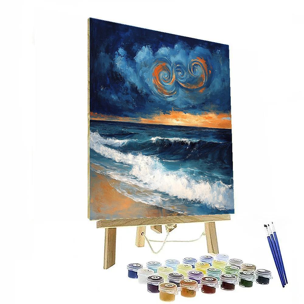 Emily Carr Inspired Storm Spiral Over Pacific Driftwood Shore Paint by numbers kits