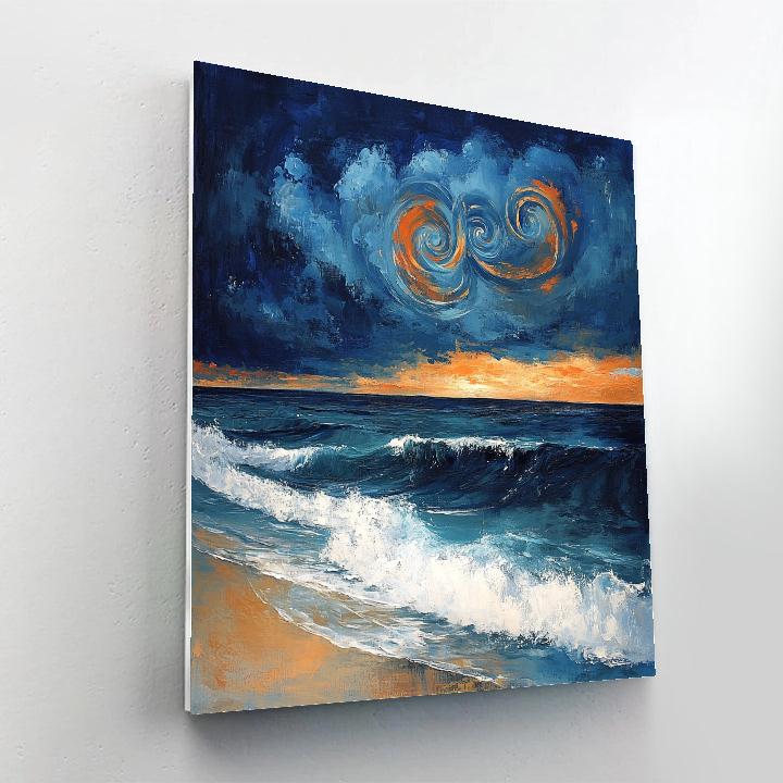 Emily Carr Inspired Storm Spiral Over Pacific Driftwood Shore Paint by numbers kits