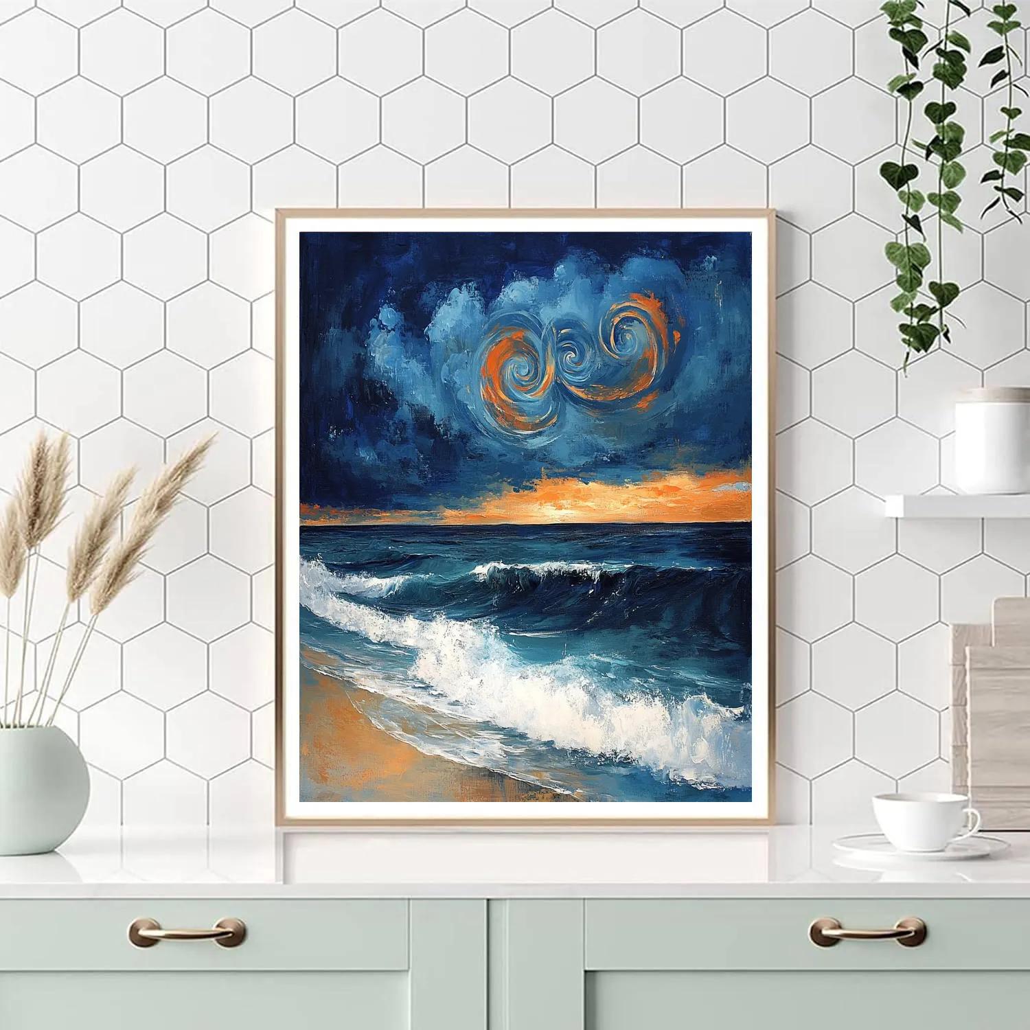 Emily Carr Inspired Storm Spiral Over Pacific Driftwood Shore Paint by numbers kits