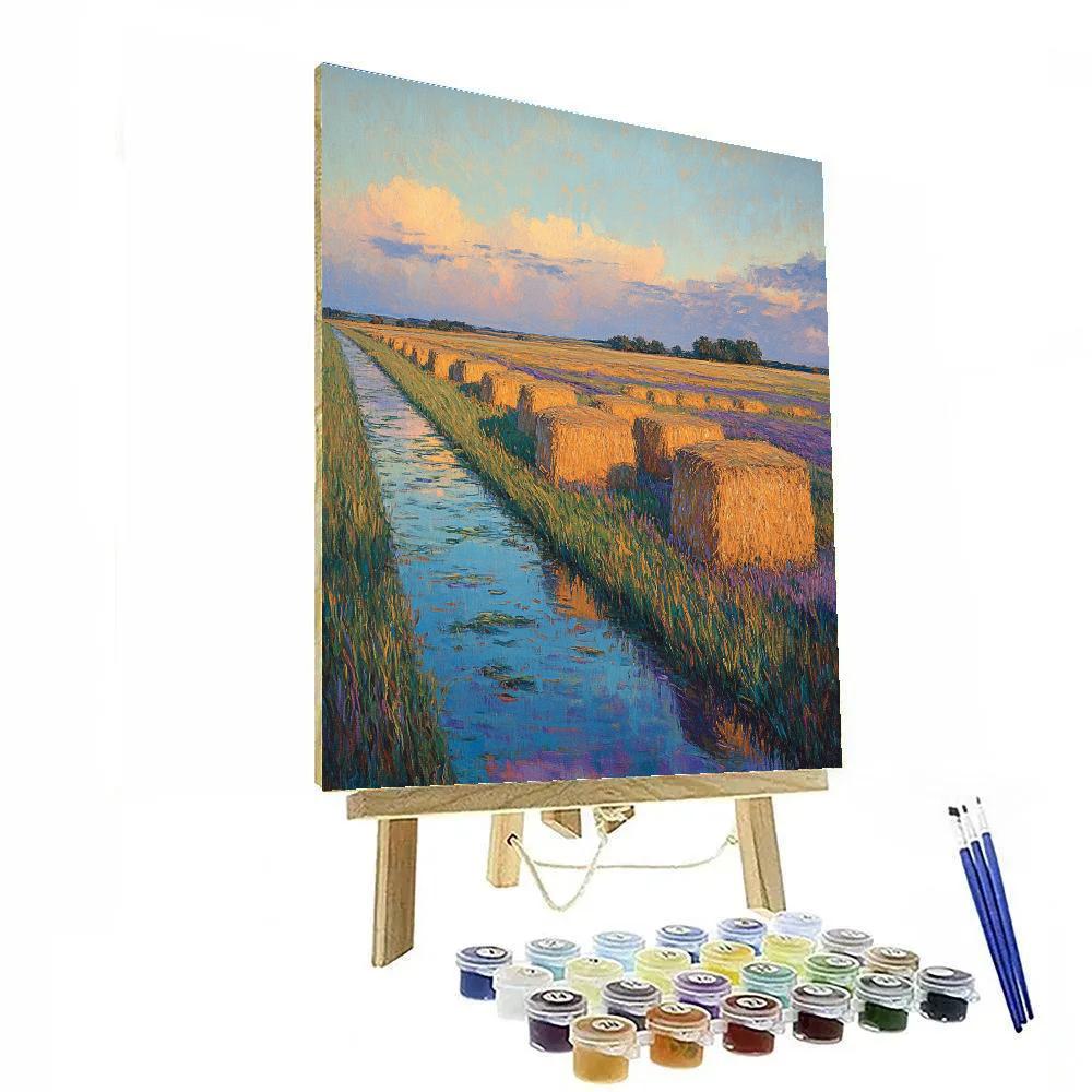 Claude Monet Inspired Amber Hayfield After Rain Paint by numbers art