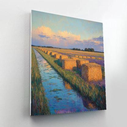 Claude Monet Inspired Amber Hayfield After Rain Paint by numbers art