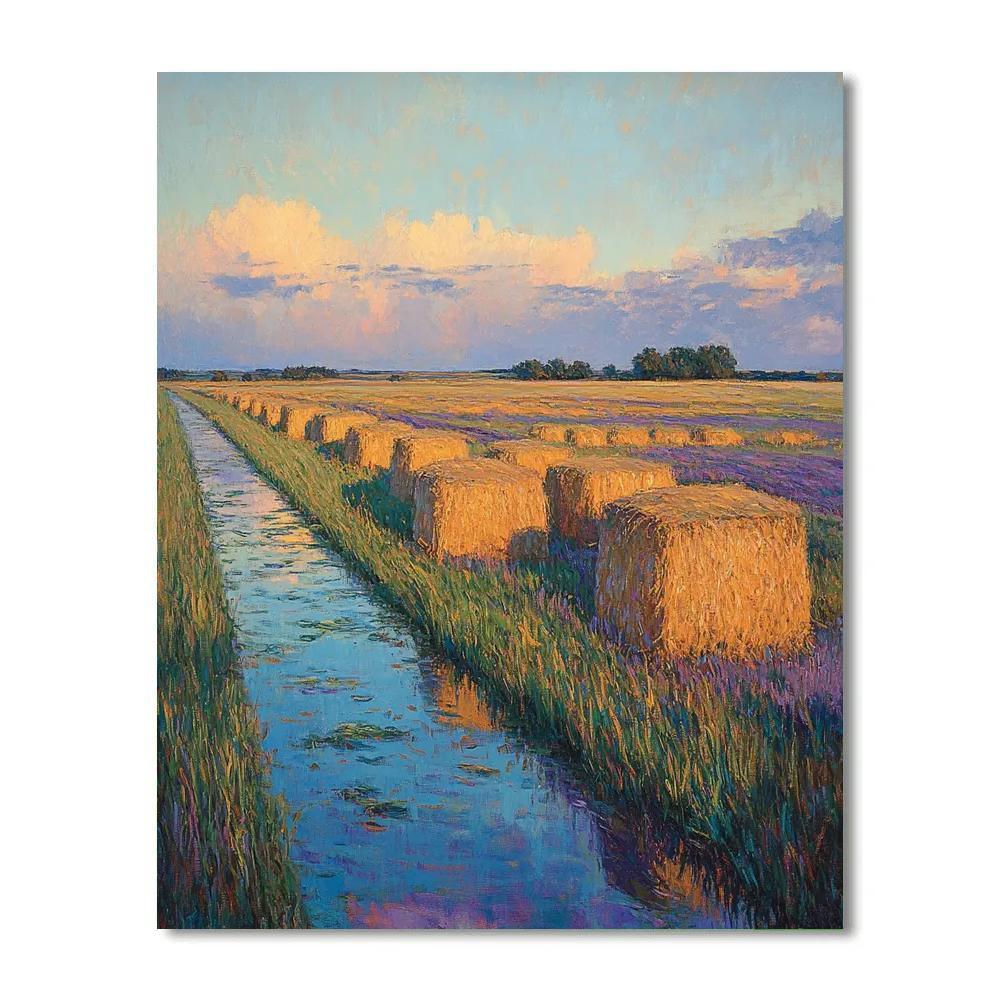 Claude Monet Inspired Amber Hayfield After Rain Paint by numbers art