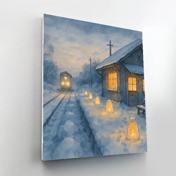 Snow Lantern Train Platform Number painting