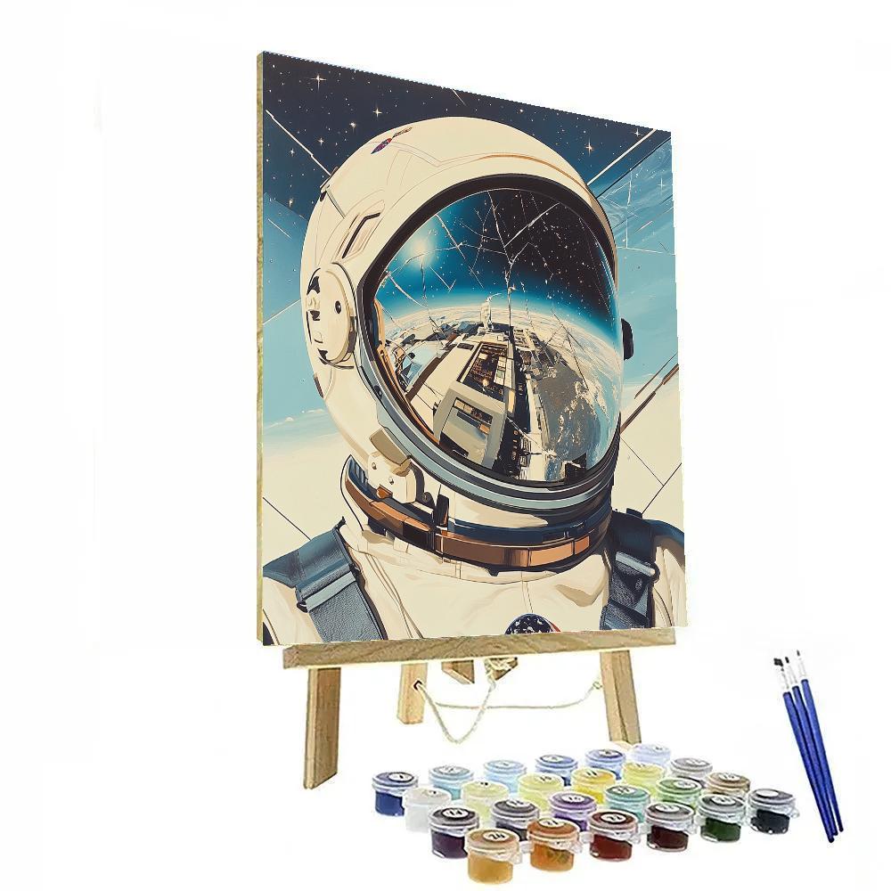 Picasso Inspired Abstract Astronaut Portrait Number painting