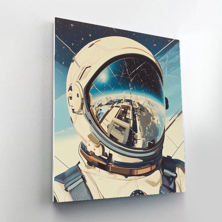 Picasso Inspired Abstract Astronaut Portrait Number painting